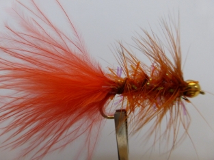 Size 10 Chrystal Bugger Fluo Orange Bead Head